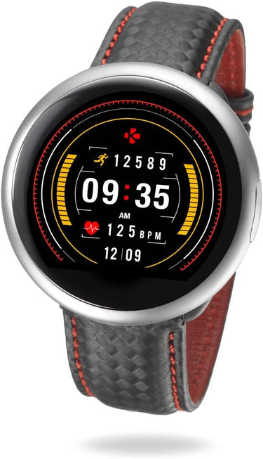 MyKronoz ZeRound2HR Premium - Smartwatch con Monitor de Ritmo cardíaco, micrófono Incorporado y Altavoz, Color Plata y Negro